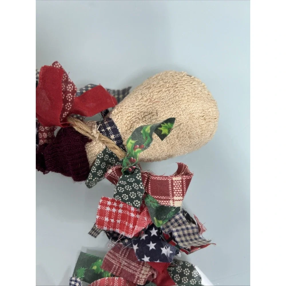 Rustic Primitive Christmas Garland Snowman Americana Farmhouse Decor